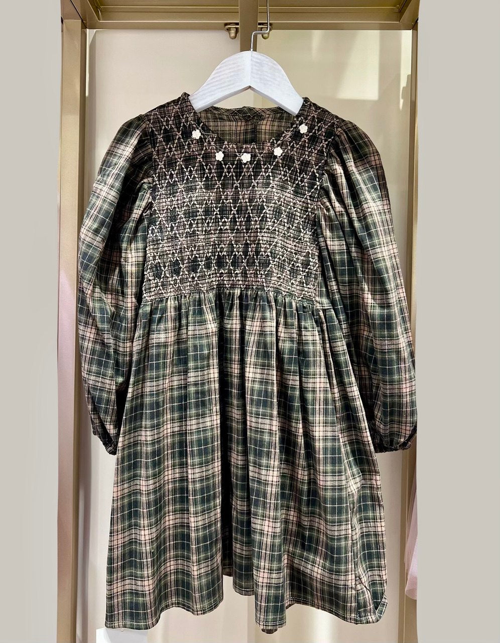 Vintage-Inspired Smocked Plaid Girls’ Dress