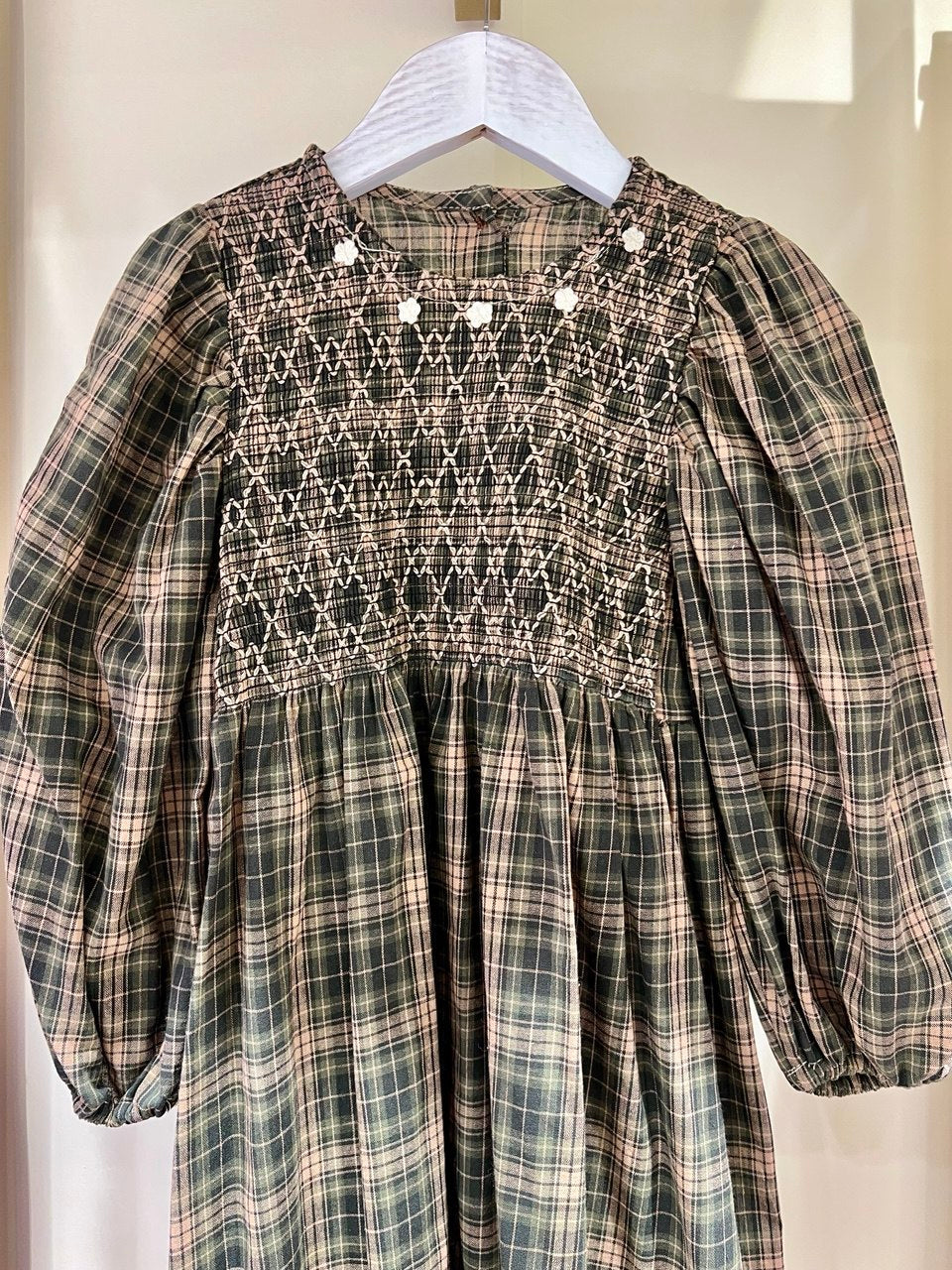 Vintage-Inspired Smocked Plaid Girls’ Dress