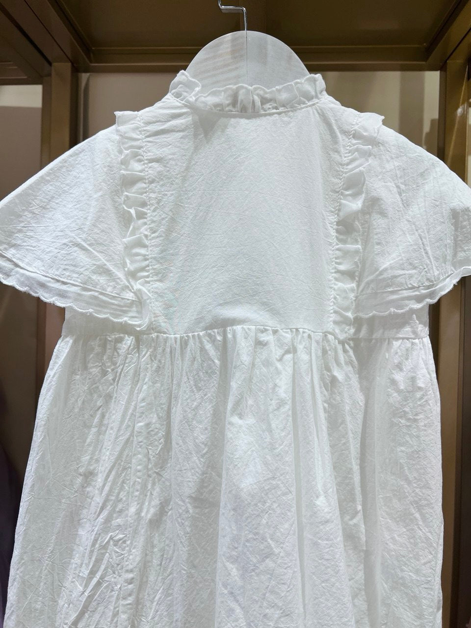 Embroidered Flutter Sleeve Dress