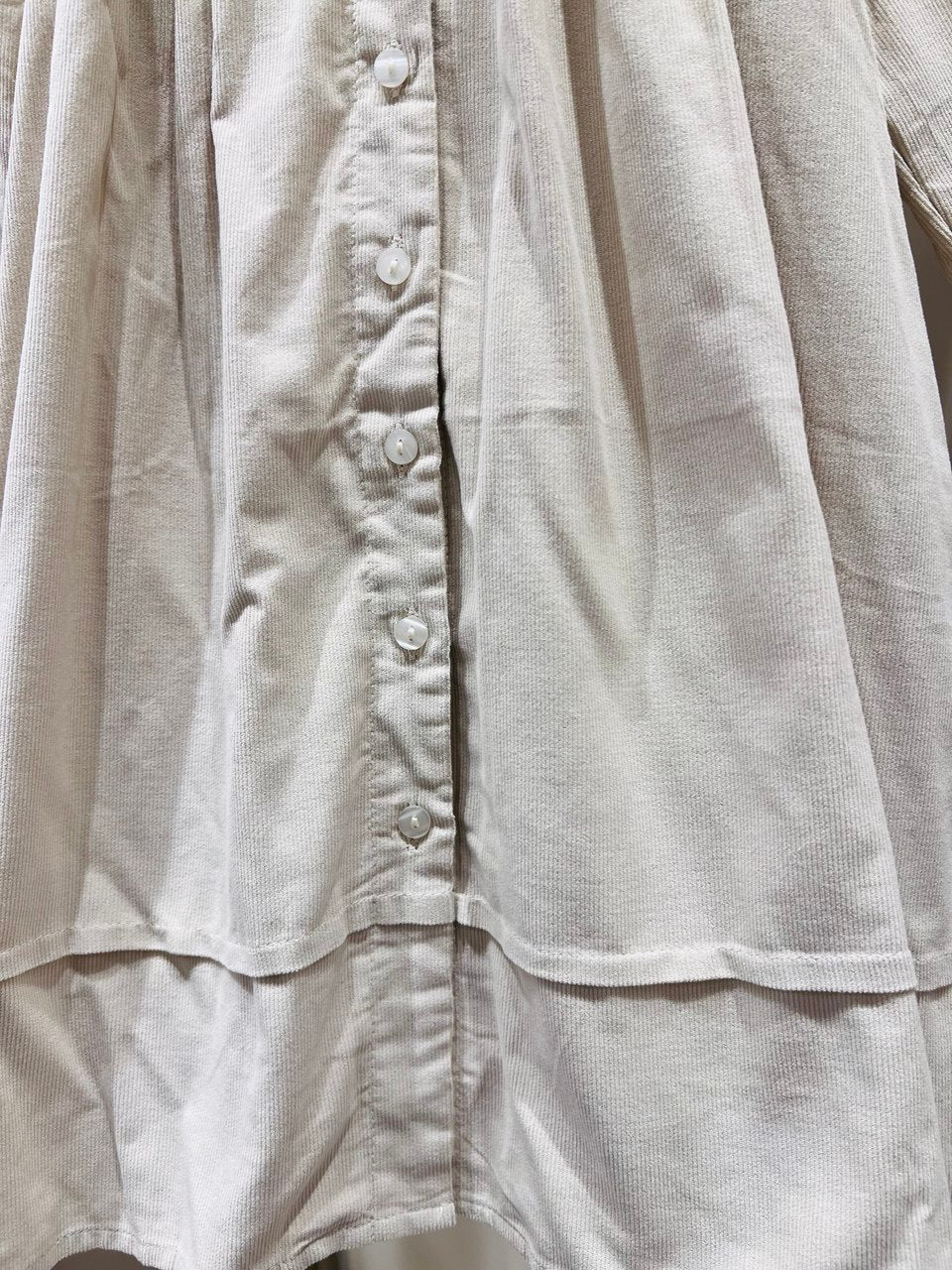 Embroidered Corduroy Ruffle Dress