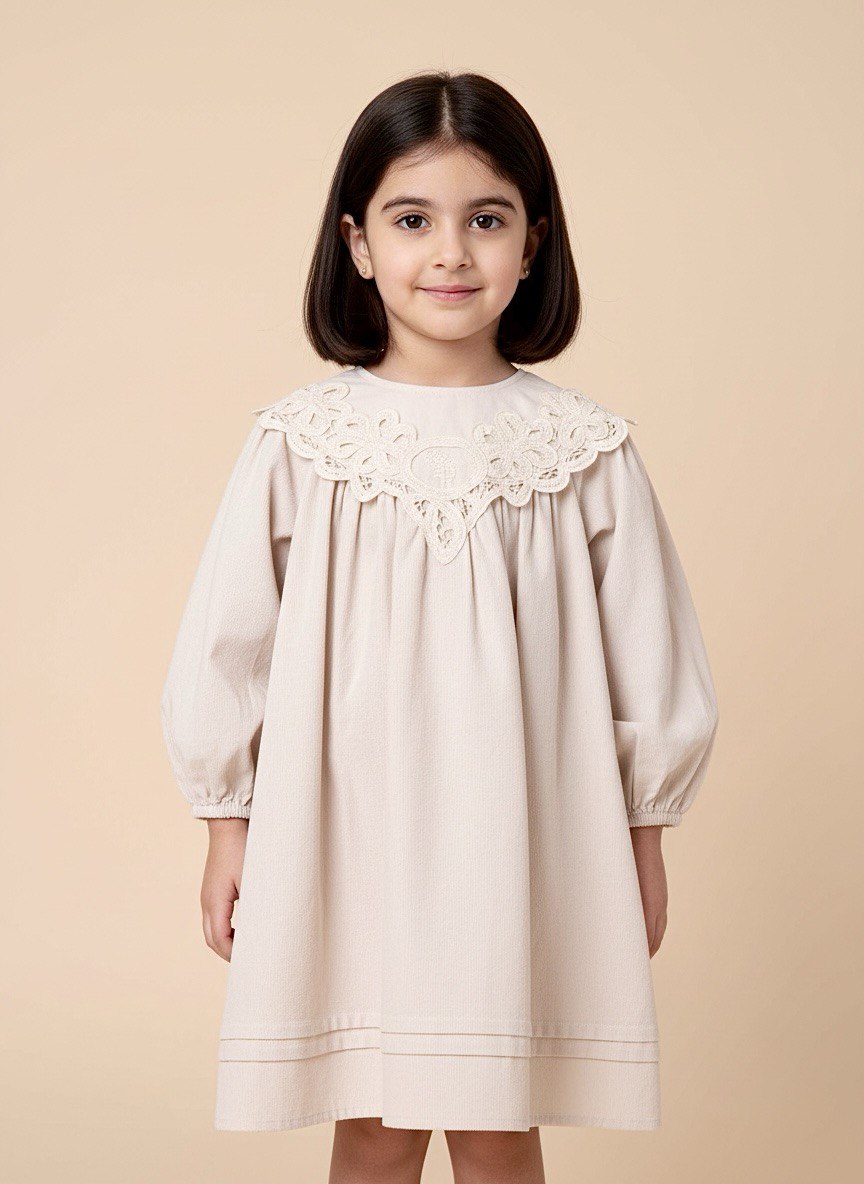 Heirloom Lace Collar Corduroy Dress