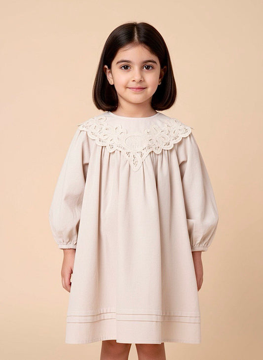 Heirloom Lace Collar Corduroy Dress