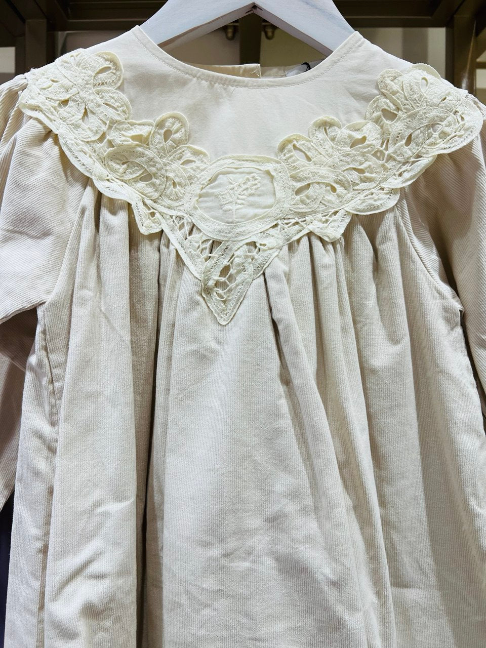 Heirloom Lace Collar Corduroy Dress