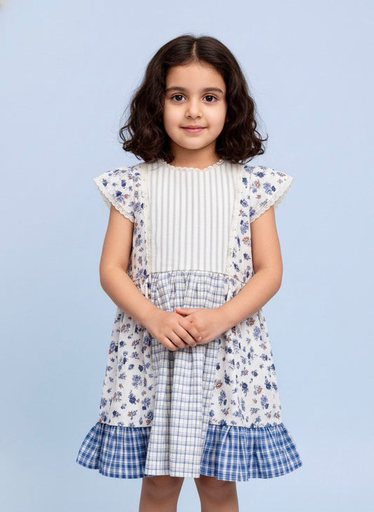 Cottagecore Mixed Print Flutter Dress