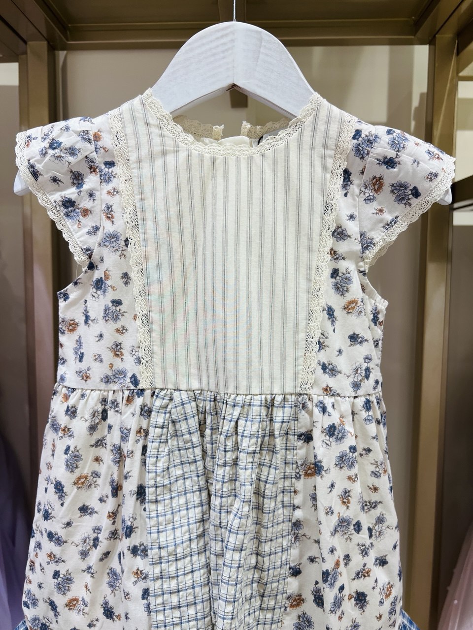 Cottagecore Mixed Print Flutter Dress