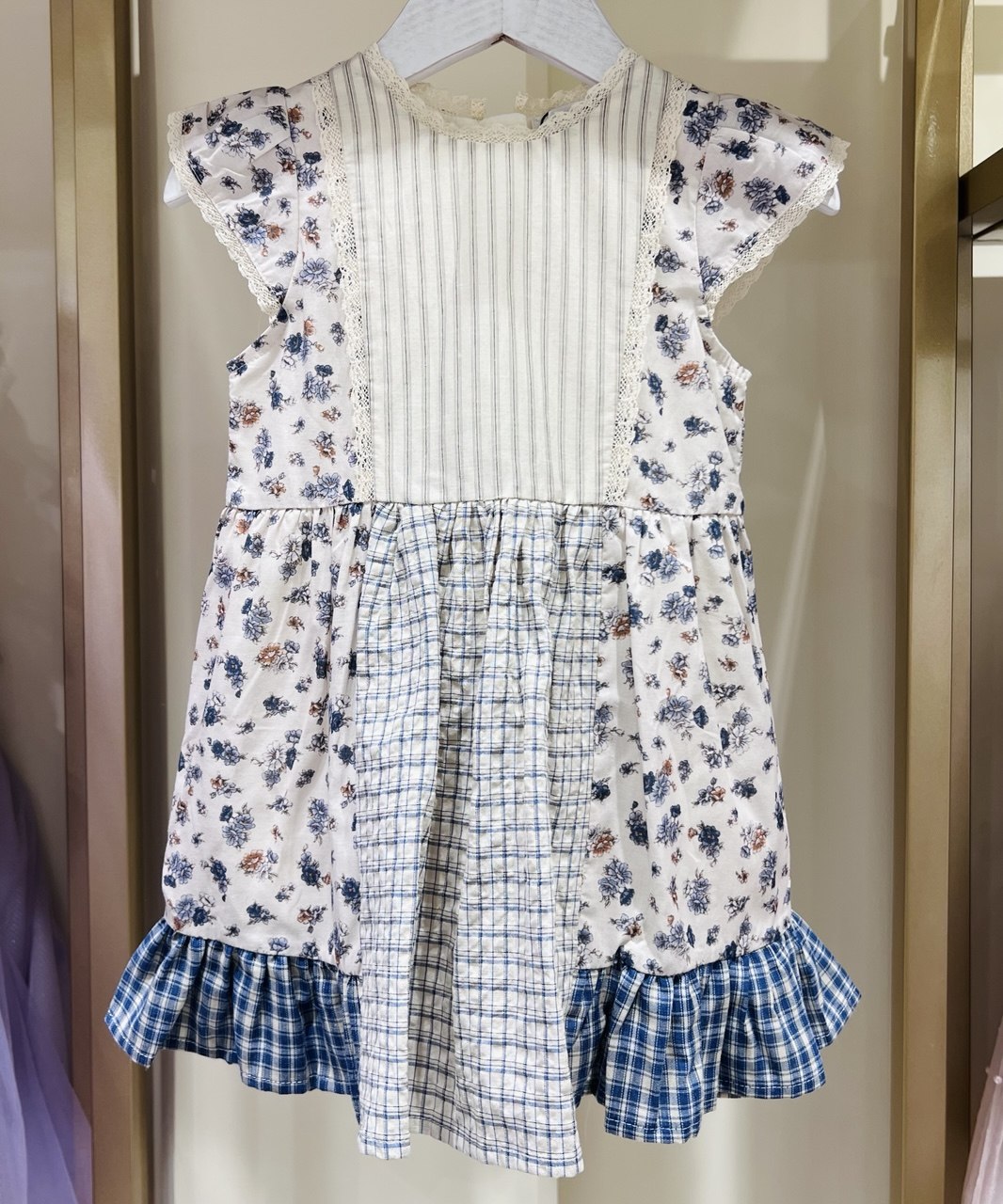 Cottagecore Mixed Print Flutter Dress