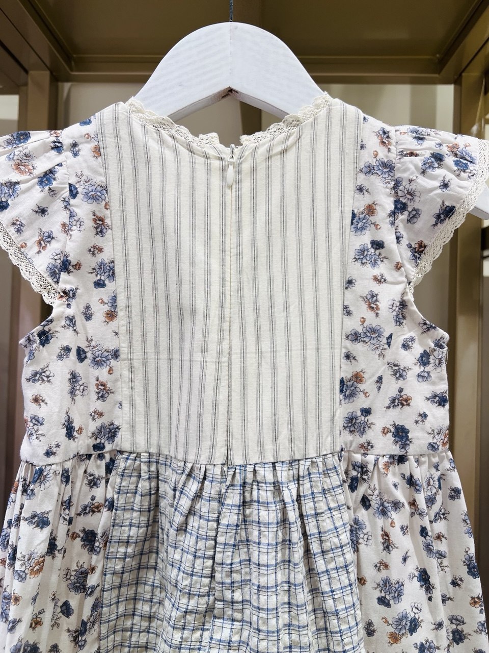 Cottagecore Mixed Print Flutter Dress