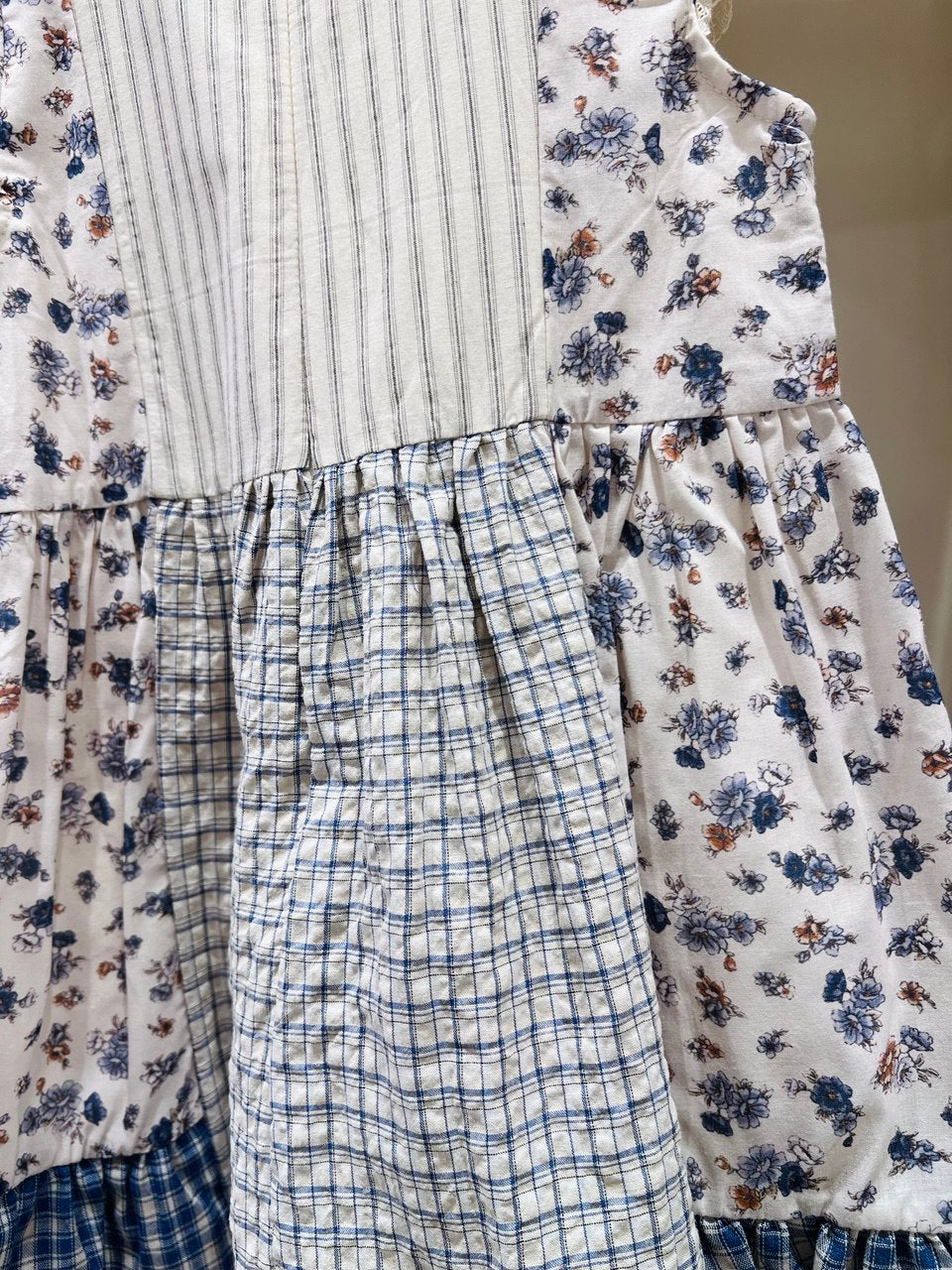 Cottagecore Mixed Print Flutter Dress