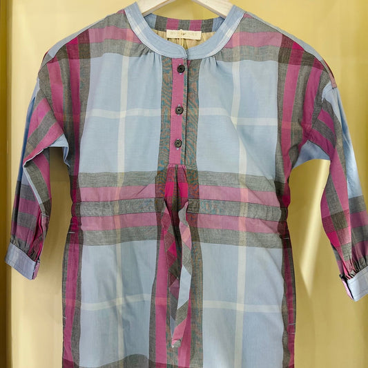 Chic Checkered Tunic Dress with Side Pockets