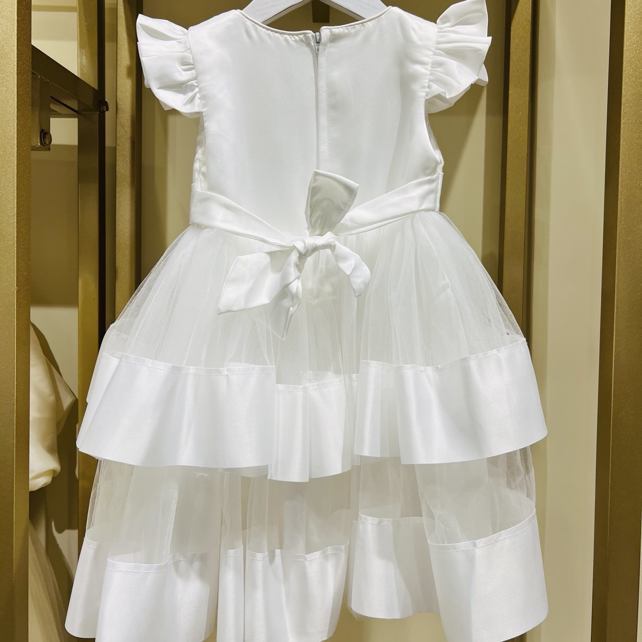 Pearl-Embellished Tiered Baby Dress