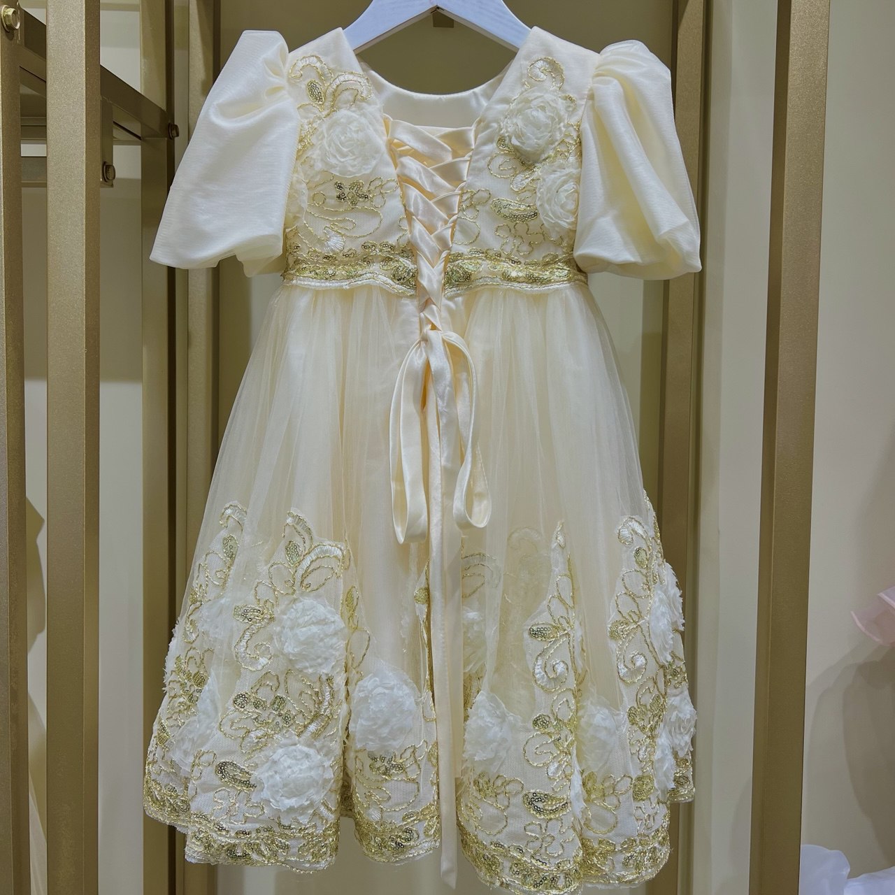 Yellow Dress with Gold Embroidery