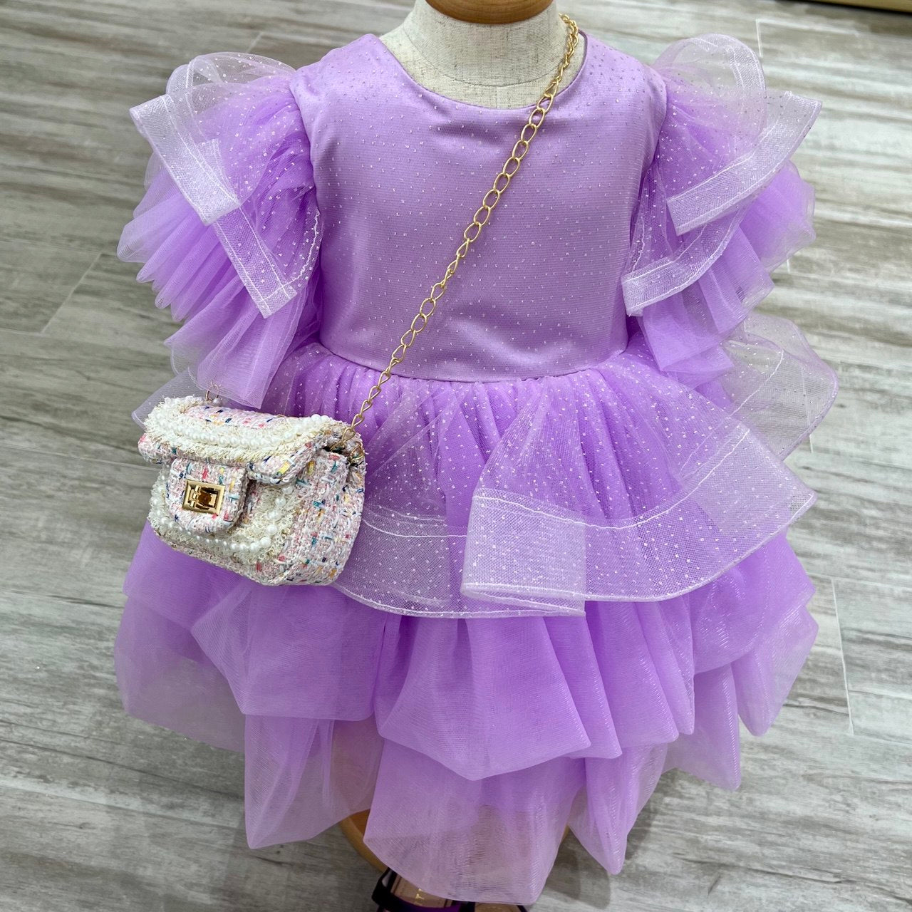 Lavender Ruffled Party Dress