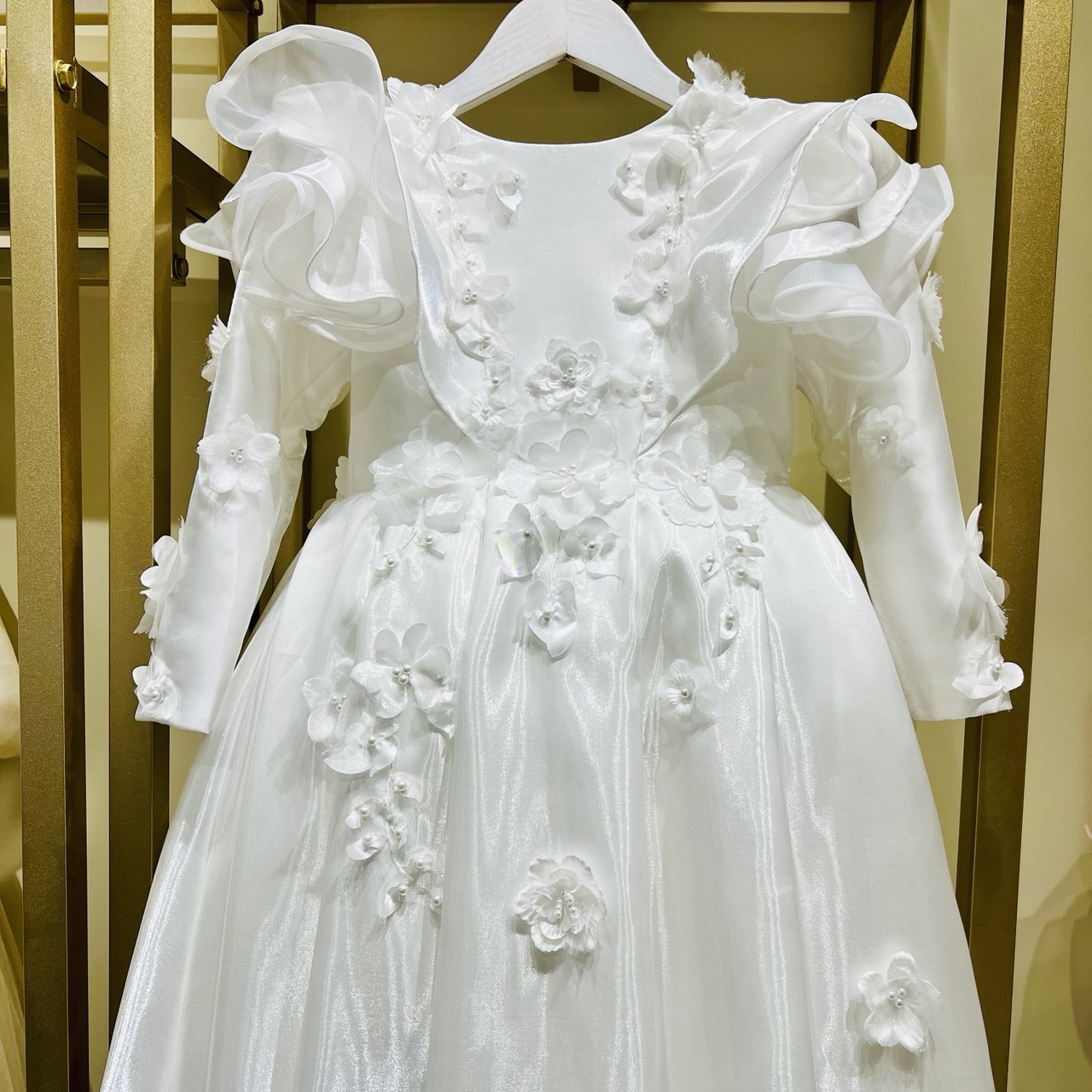 White Floral Cascade Elegance Dress