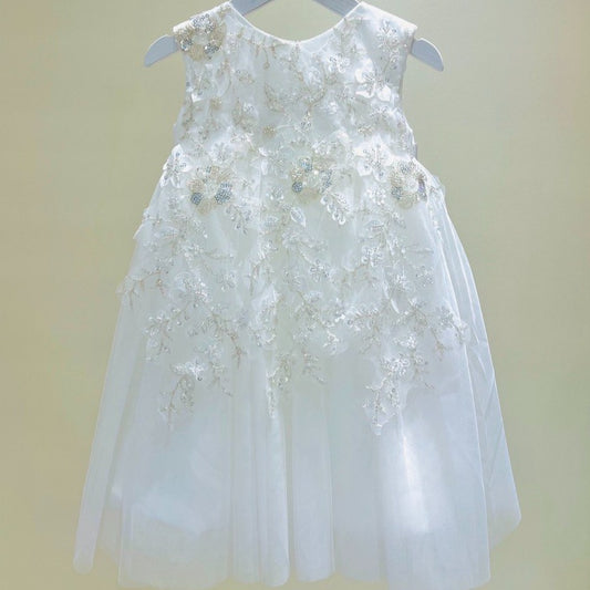 Exquisite Floral Lace Dress with Back Bow