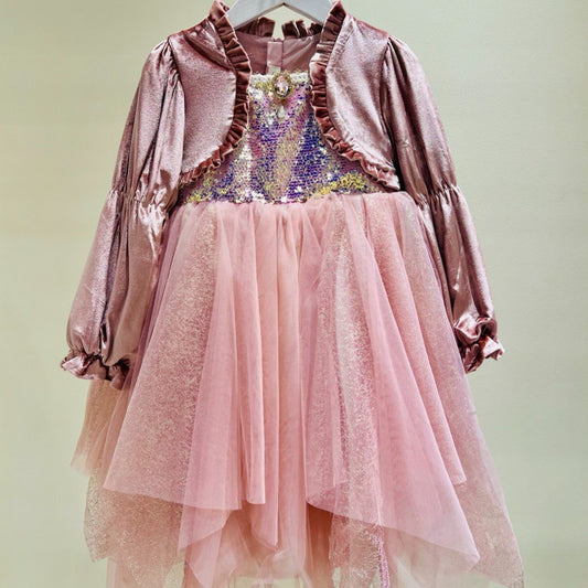 Magical Rose Pink Velvet Princess Dress