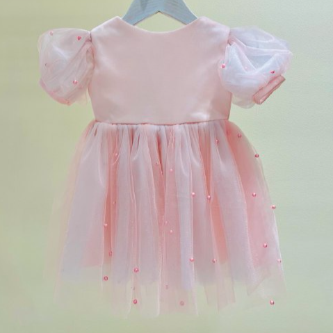 Pink Dress with Rose Pearl Dots